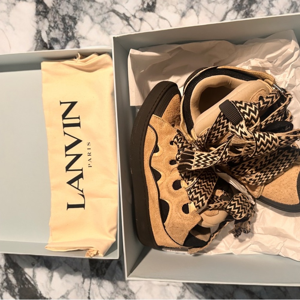 Lanvin Curb-Suede Chunky Low-Top Sneaker
